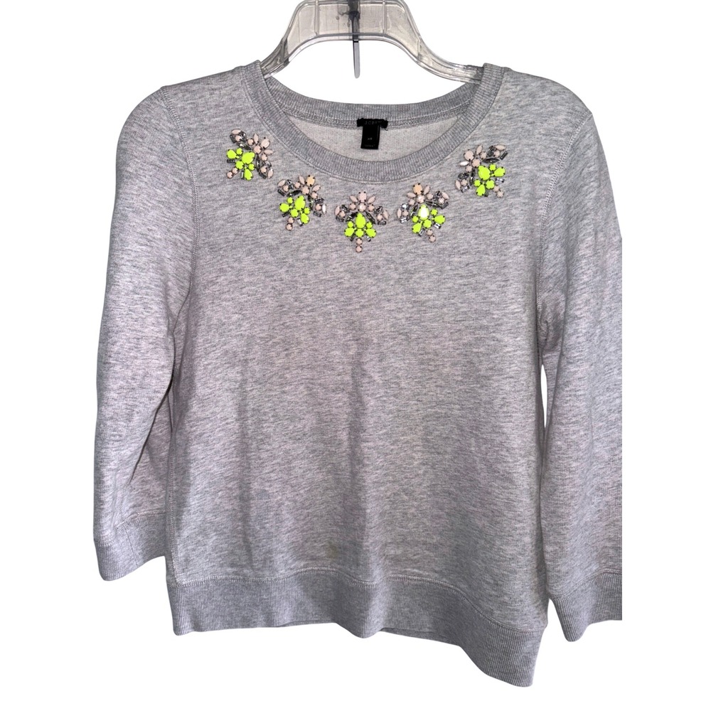 J. Crew Gray Sweatshirt with Embellished Neckline